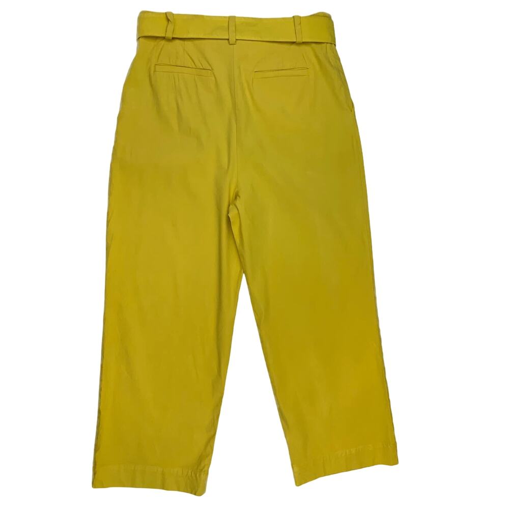 Anthropologie High Waist Pleated Trousers with Belt Limon Yellow Women's Size 8 - Picture 3 of 8